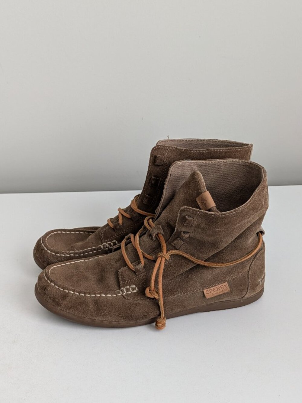 Sperry Top-Sider Suede Moccasin Booties Brown Women's Size 8M